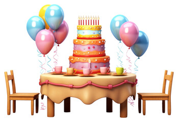 Canvas Print - PNG Birthday table furniture birthday balloon.