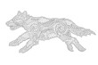 © Rikley Stock - Linear art for coloring book with stylized wolf