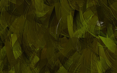 Wall Mural - dark green, yellow vector texture with bent lines.