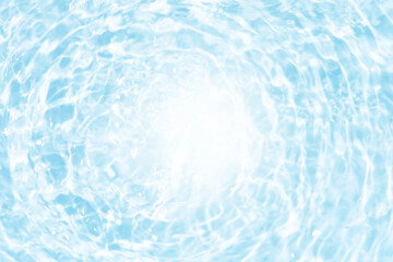 Blue water with ripples on the surface. Defocus blurred transparent blue colored clear calm water surface texture with splashes and bubbles. Water waves with shining pattern texture background.