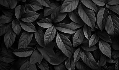 Monochromatic Black leaves. Garden botany dark leaves backdrop