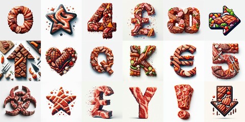 BBQ meat Lettering Typeface. AI generated illustration