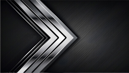 Luxury arrow silver line Background with black metal texture in 3d abstract