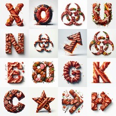 BBQ meat Lettering Typeface. AI generated illustration