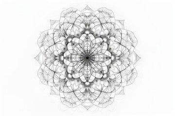 Wall Mural - ethereal cosmic swirl handdrawn circular mandala with intricate linework floating against stark whit