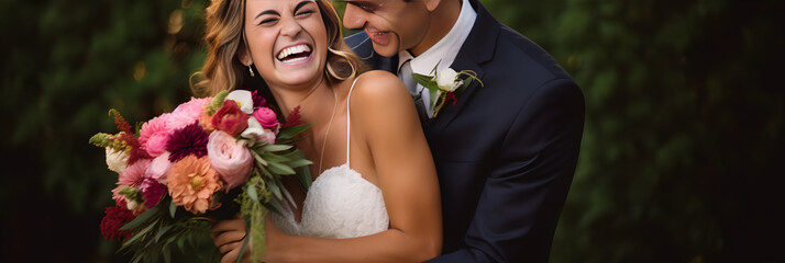 Enchanting Moment of Bliss: Emotional Bride and Groom Hold Each Other at Lavish Wedding Venue