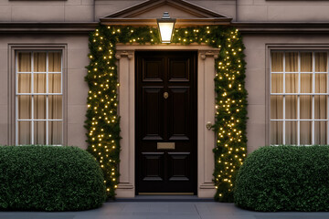 Sticker - Elegant doors and windowsdecked out in Christmas holiday cheer 