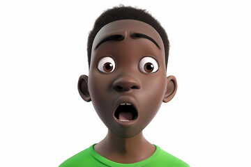 Sticker - Surprised 3D Cartoon Character - African Boy