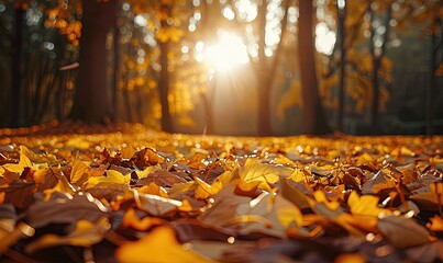 Abstract background with yellow fall leaves