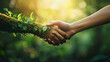 © Clipart Collectors - Human hand handshaking hand of nature, love nature environment concept