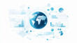 © Clipart Collectors - A digital infographic with a globe, graphs, and statistical data representing global financial trends, displayed on a light blue and white background