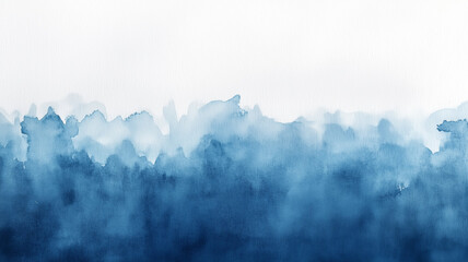 Wall Mural - Blue and white watercolor of cloudy sky as background on textured paper. The painting evokes a sense of calm