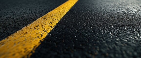 close-up asphalt road with yellow markings