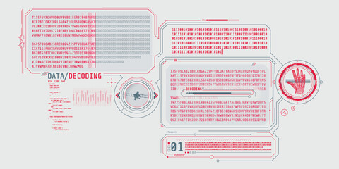 Wall Mural - HUD interface design for decoding satellite signals.