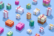 © Marc Tran/Stocksy - Top view of Christmas gift boxes on pastel color background.