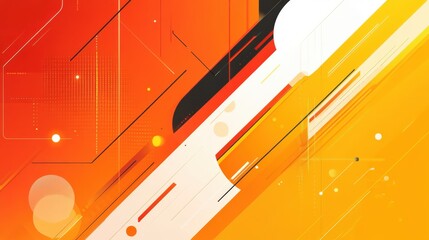 Wall Mural - Tech-inspired flat background with vibrant orange tones, created in Illustrator, showcasing a minimal and original futuristic design