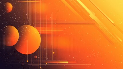 Wall Mural - Orange-toned flat background with a minimal and tech-focused design, made in Illustrator, highlighting creative and original futuristic aesthetics