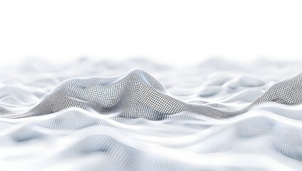 Abstract white background with low poly wireframe pattern for digital technology, data science and big data. Abstract wavy polygon mesh network on white background. Digital concept of futuristic.