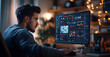 © ClicksdeMexico - A man is sitting in front of a computer monitor, looking at the screen intently