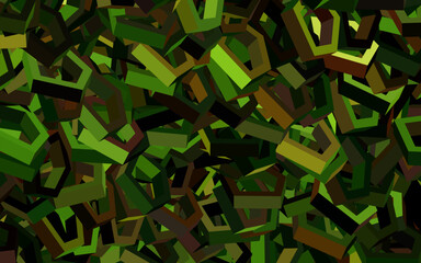 Wall Mural - dark green, yellow vector background with set of hexagons.
