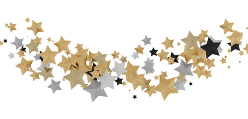 Sticker - Stars - A gray whirlwind of golden snowflakes and stars. New