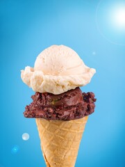 Poster - Tasty sweet Ice cream on color background