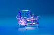 © Marcos Osorio/Stocksy - Transparent inflatable armchair on blue background