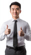© Synaptic Studio - Young Professional Asian Man Giving Thumbs Up in Formal Attire. Isolated on White Background.