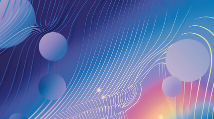 Abstract digital art with spheres and gradient lines.
