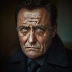 Canvas Print - A man with a serious expression. AI.