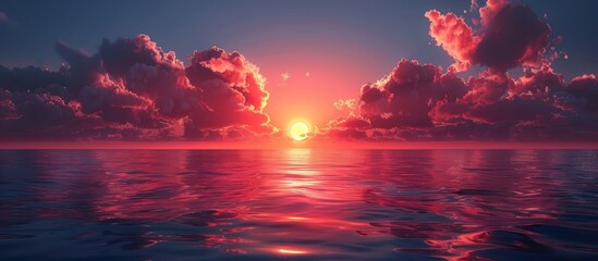 Sticker - Sunset Over the Ocean with Dramatic Clouds