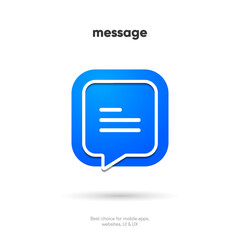 Fototapete - 3d isolated vector elements. Minimal modern message, chat, speak, dialog, chatting icon emblem symbol. 3d blue messaging chatting icon. Mobile app icons. Device UI UX mockup.