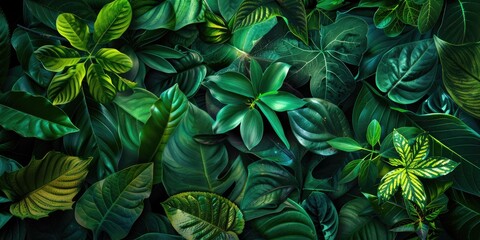 Wall Mural - Dark green foliage background.