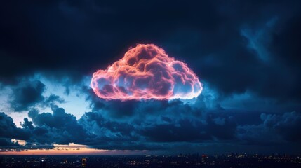 Wall Mural - a glowing cloud in the night sky. ai.
