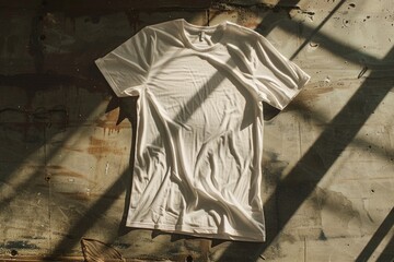 Sticker - A white t-shirt hangs on a wall