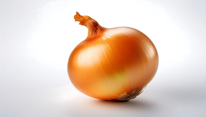 A Single Yellow Onion Isolated on a White Background.