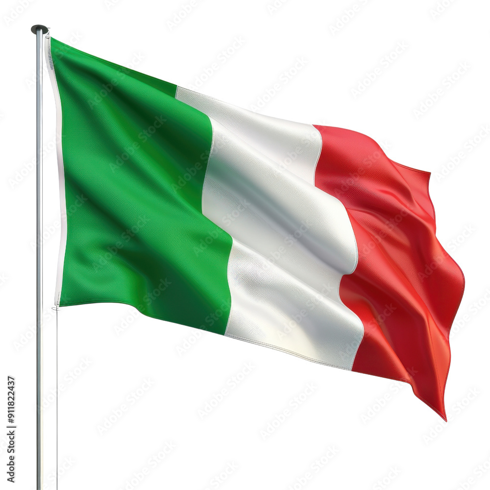 Italian Flag Waving Against A Clear Sky Featuring Red White And 