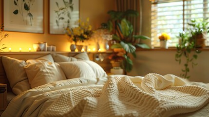 Wall Mural - Cozy Bedroom Interior with Warm Lighting