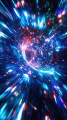 Wall Mural - a spaceship is speeding at light speed through a holographic galactic vortex. generative ai