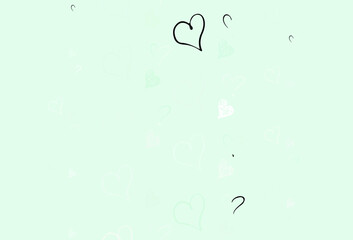 Wall Mural - Light Green vector texture with lovely hearts.