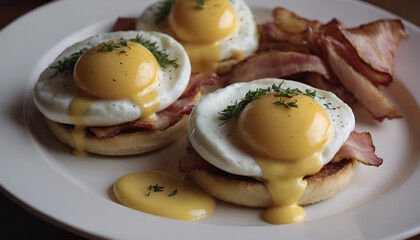 Sticker - bacon eggs benedict on a plate