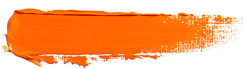 Wall Mural - Orange stroke of paint texture isolated on transparent background