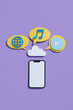 © Marc Tran/Stocksy - Mobile app development concept on purple background