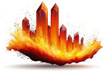 Wall Mural - Crystal City in a fiery eruption