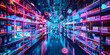 © john - Vibrant digital store shelves with various products and icons floating in a futuristic, glowing marketplace, surrounded by neon circuits and fibers, symbolizing seamless online shopping.
