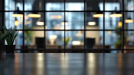 Wall Mural - a blurred image of the office with employees in the background, image for presentation and place for