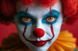 © Infinity Lens - A person dressed as a creepy clown with face paint and a red nose.