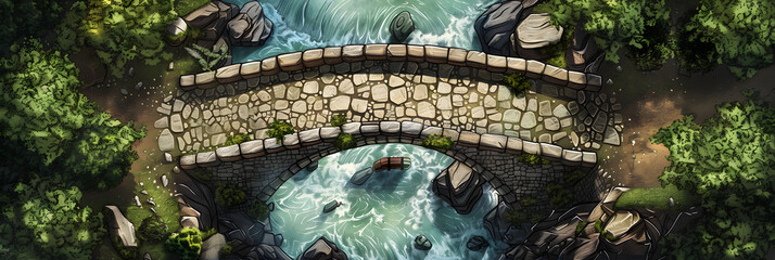 Wall Mural - bridge over a raging river