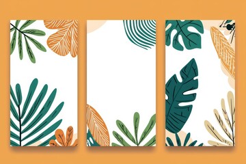 Wall Mural - Collection of modern welcome cards with elegant handdrawn style illustrations and vibrant colors