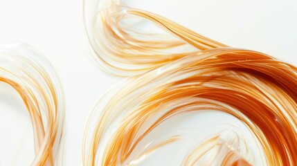 Canvas Print - Abstract composition with intertwining smooth orange and white lines flowing on a white backdrop